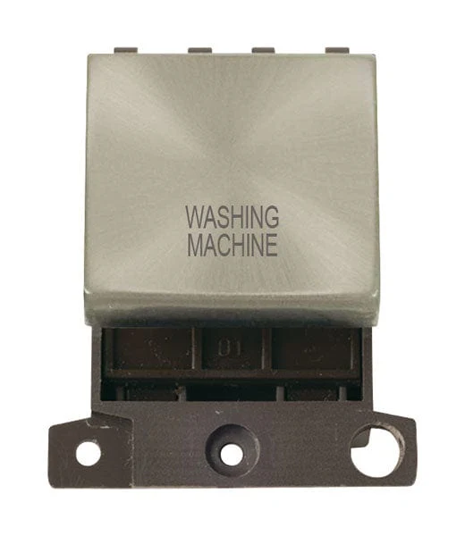 Minigrid Ingot Printed 20A DP Ingot Switch - Satin Chrome - Washing Machine