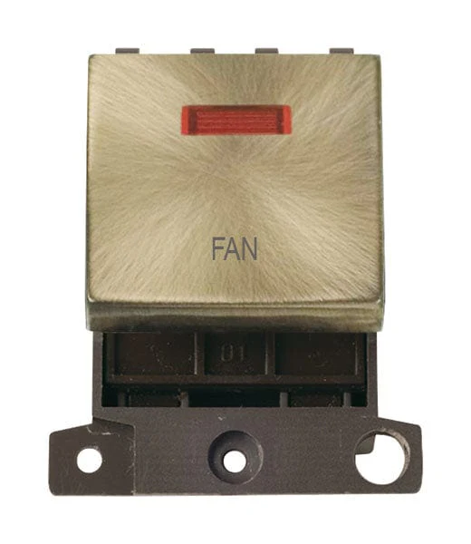 Minigrid Ingot Printed 20A DP Ingot Switch With Neon - Antique Brass - Fan