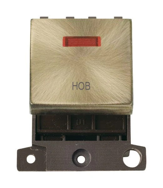 Minigrid Ingot Printed 20A DP Ingot Switch With Neon - Antique Brass - Hob