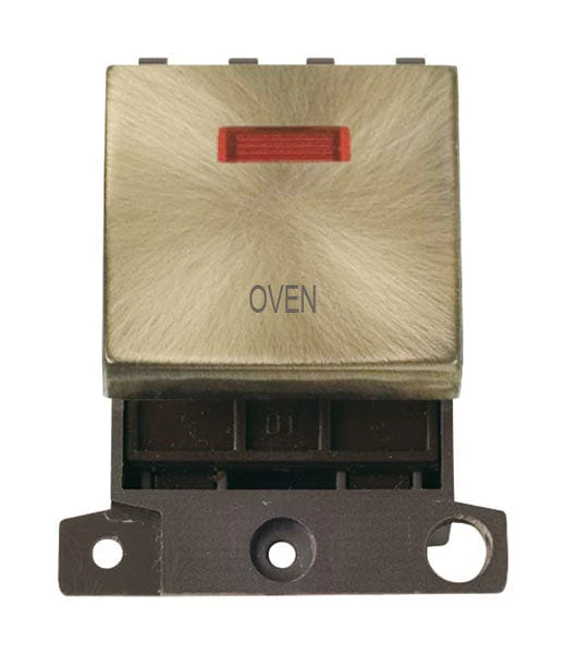 Minigrid Ingot Printed 20A DP Ingot Switch With Neon - Antique Brass - Oven