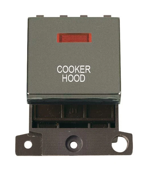 Minigrid Ingot Printed 20A DP Ingot Switch With Neon - Black Nickel - Cooker Hood