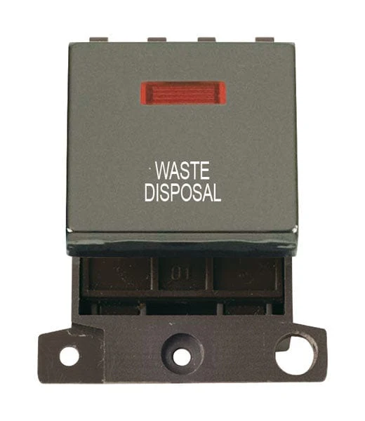 Minigrid Ingot Printed 20A DP Ingot Switch With Neon - Black Nickel - Waste Disposal
