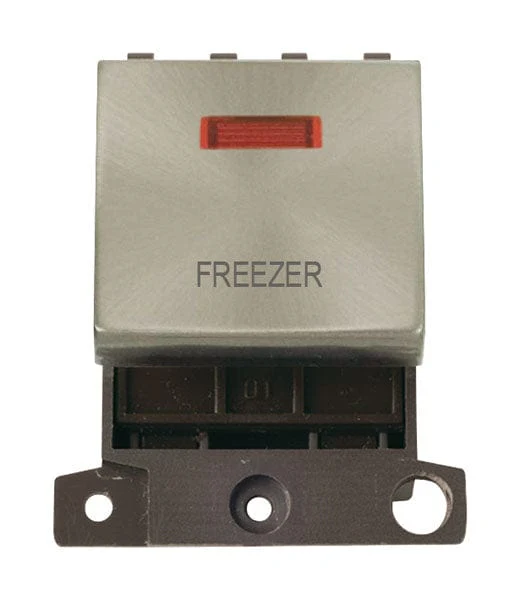Minigrid Ingot Printed 20A DP Ingot Switch With Neon - Brushed Stainless Steel - Freezer