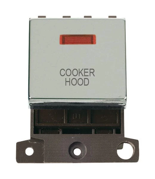 Minigrid Ingot Printed 20A DP Ingot Switch With Neon - Chrome - Cooker Hood