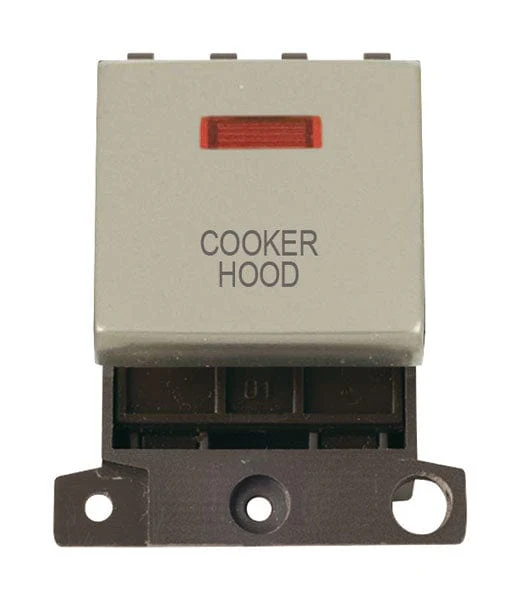 Minigrid Ingot Printed 20A DP Ingot Switch With Neon - Pearl Nickel - Cooker Hood