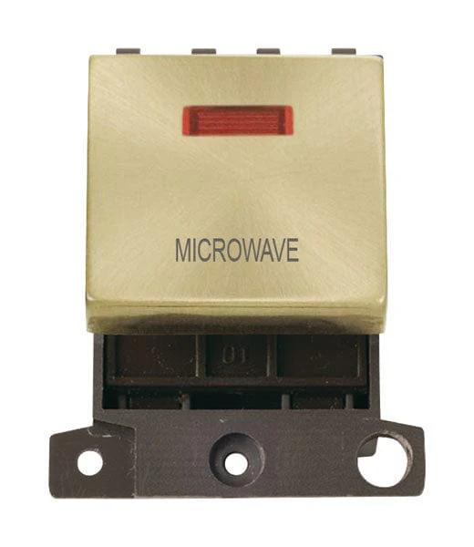 Minigrid Ingot Printed 20A DP Ingot Switch With Neon - Satin Brass - Microwave