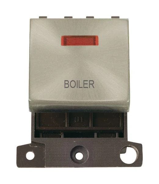 Minigrid Ingot Printed 20A DP Ingot Switch With Neon - Satin Chrome - Boiler