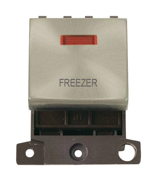 Minigrid Ingot Printed 20A DP Ingot Switch With Neon - Satin Chrome - Freezer