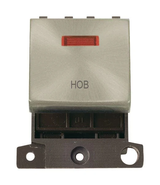 Minigrid Ingot Printed 20A DP Ingot Switch With Neon - Satin Chrome - Hob