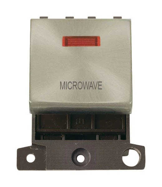 Minigrid Ingot Printed 20A DP Ingot Switch With Neon - Satin Chrome - Microwave