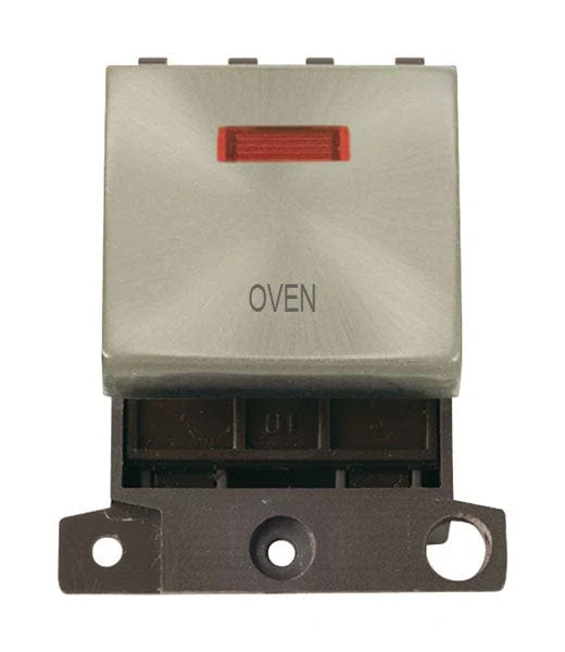 Minigrid Ingot Printed 20A DP Ingot Switch With Neon - Satin Chrome - Oven