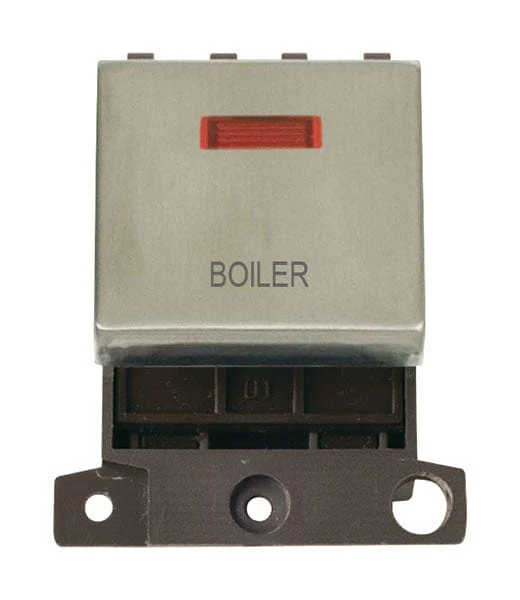 Minigrid Ingot Printed 20A DP Ingot Switch With Neon - Stainless Steel - Boiler