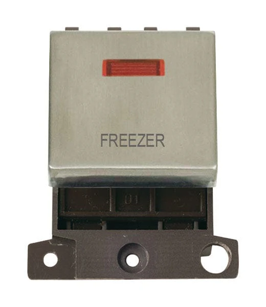 Minigrid Ingot Printed 20A DP Ingot Switch With Neon - Stainless Steel - Freezer