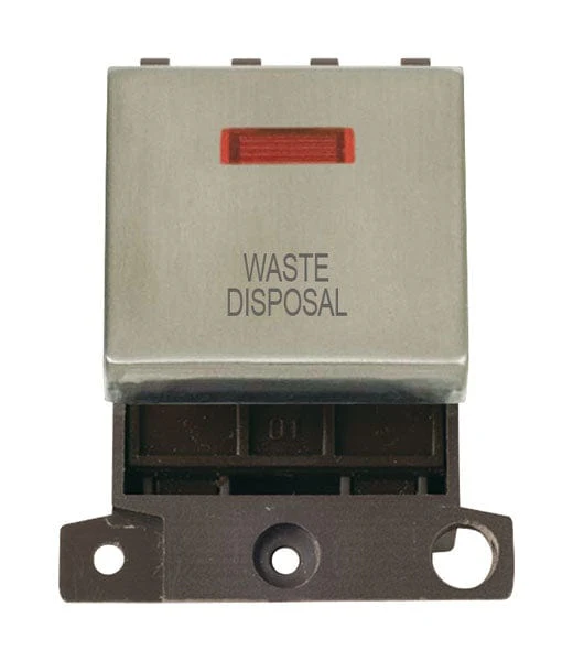 Minigrid Ingot Printed 20A DP Ingot Switch With Neon - Stainless Steel - Waste Disposal