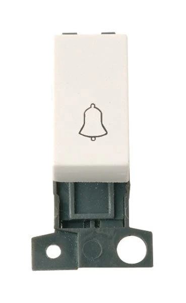 Minigrid Plastic 1 Way 10A Retractive Switch Module “bell” - Polar White