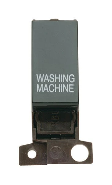 Minigrid Plastic Printed 13A Resistive 10AX DP Switch - Black - Washing Machine