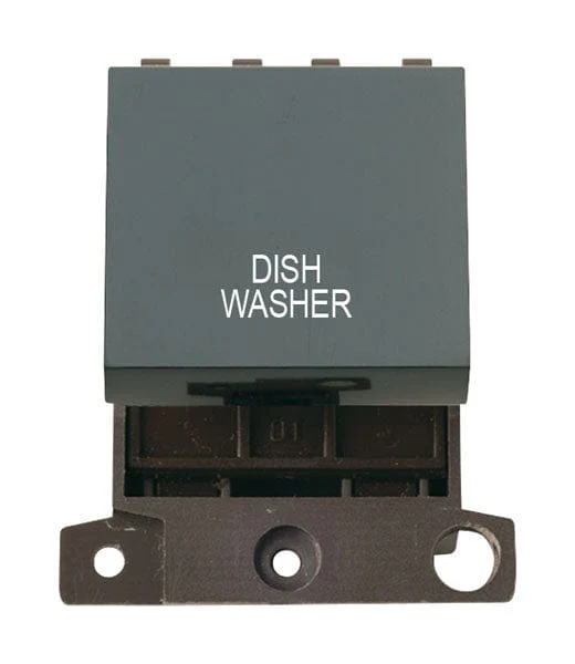 Minigrid Plastic Printed 20A DP Switch - Black - Dish Washer