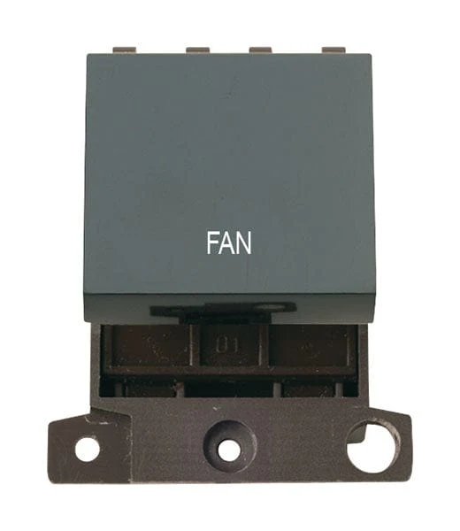 Minigrid Plastic Printed 20A DP Switch - Black - Fan