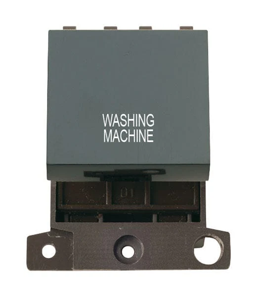 Minigrid Plastic Printed 20A DP Switch - Black - Washing Machine