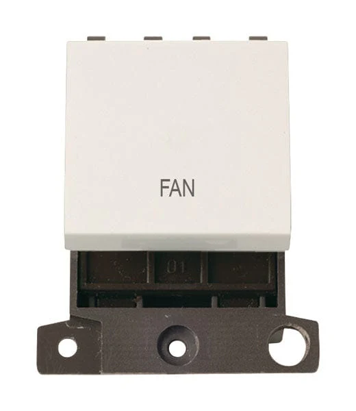 Minigrid Plastic Printed 20A DP Switch - Polar White - Fan
