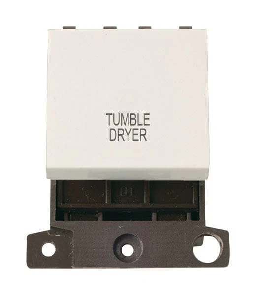 Minigrid Plastic Printed 20A DP Switch - Polar White - Tumble Dryer