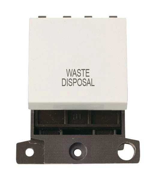 Minigrid Plastic Printed 20A DP Switch - Polar White - Waste Disposal