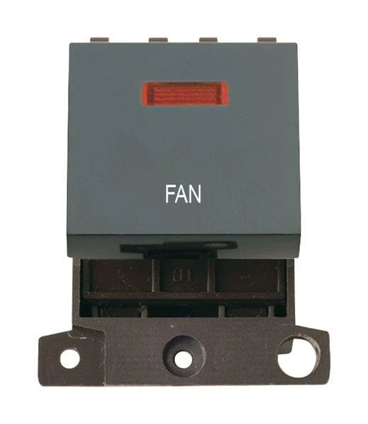 Minigrid Plastic Printed 20A DP Switch With Neon - Black - Fan