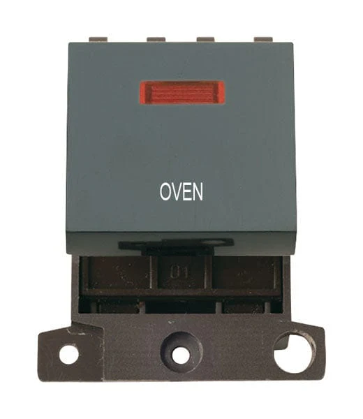 Minigrid Plastic Printed 20A DP Switch With Neon - Black - Oven