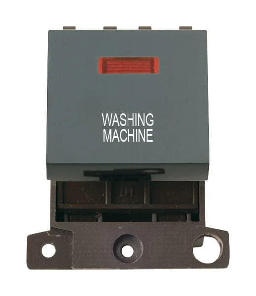 Minigrid Plastic Printed 20A DP Switch With Neon - Black - Washing Machine