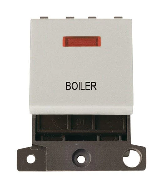Minigrid Plastic Printed 20A DP Switch With Neon - Click White - Boiler
