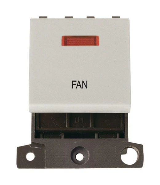 Minigrid Plastic Printed 20A DP Switch With Neon - Click White - Fan