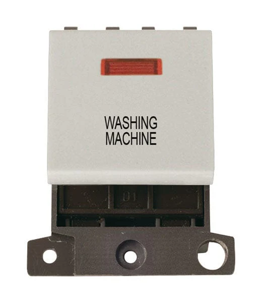 Minigrid Plastic Printed 20A DP Switch With Neon - Click White - Washing Machine