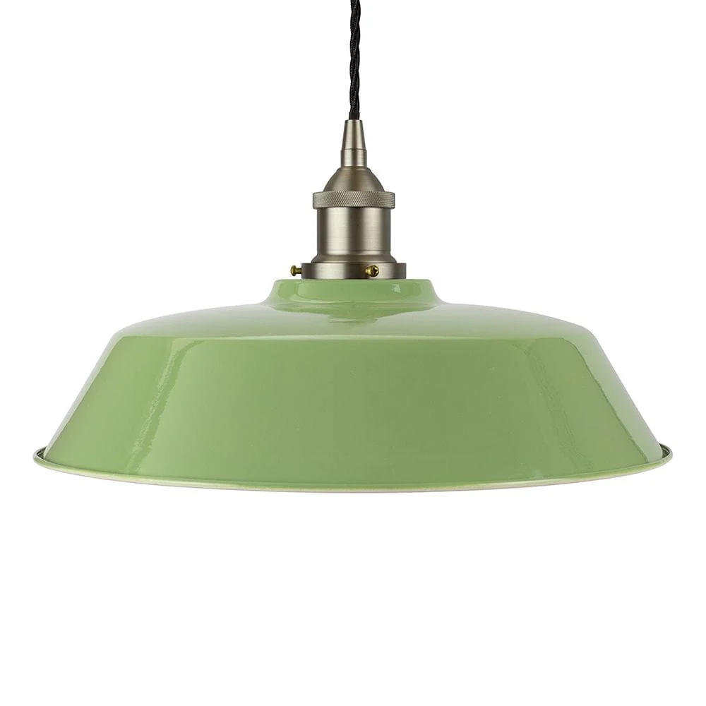 Mint Green Chancery Painted Pendant Light - Brushed Chrome Lamp Holder & Ceiling Rose