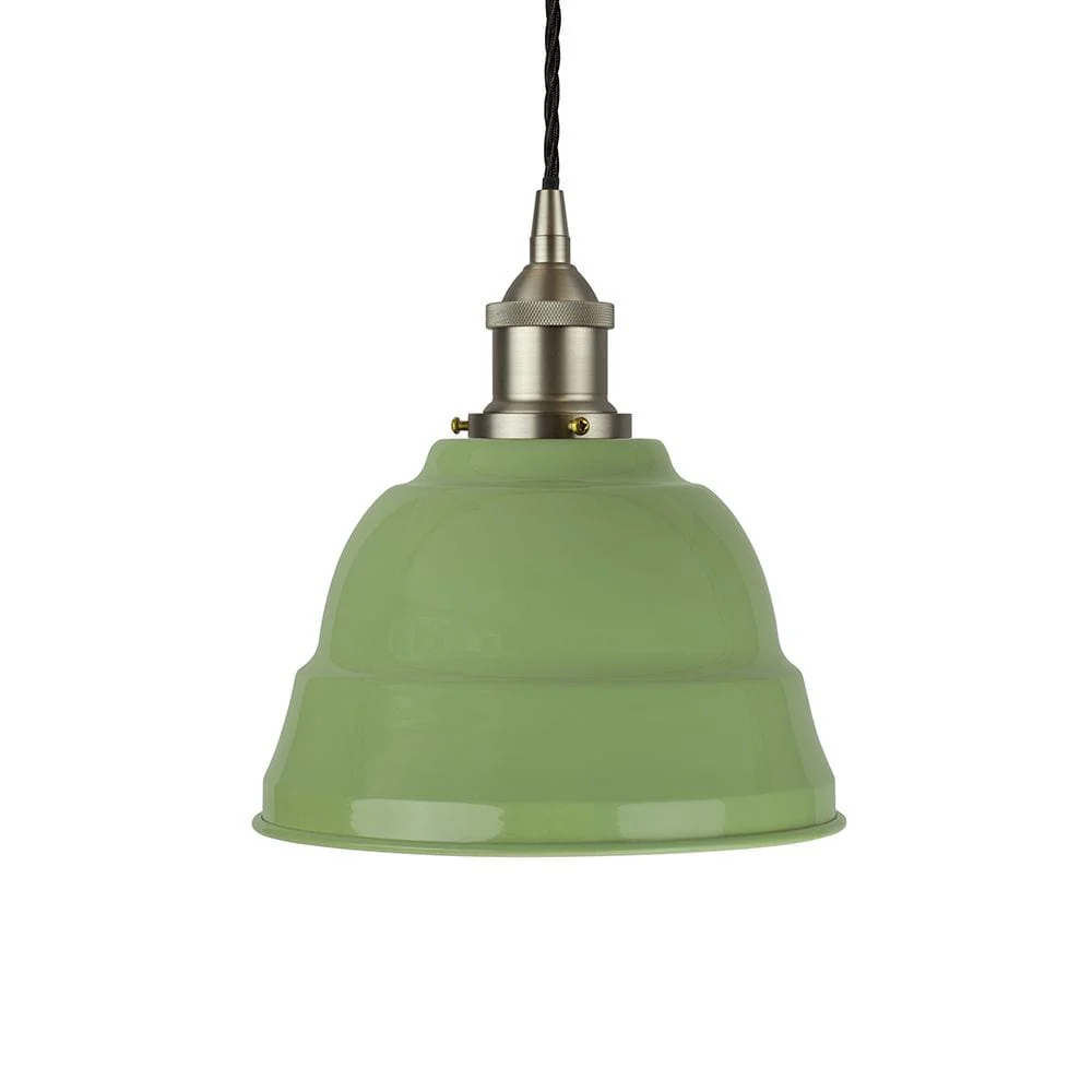 Mint Green Lincoln Painted Pendant Light - Brushed Chrome Lamp Holder & Ceiling Rose