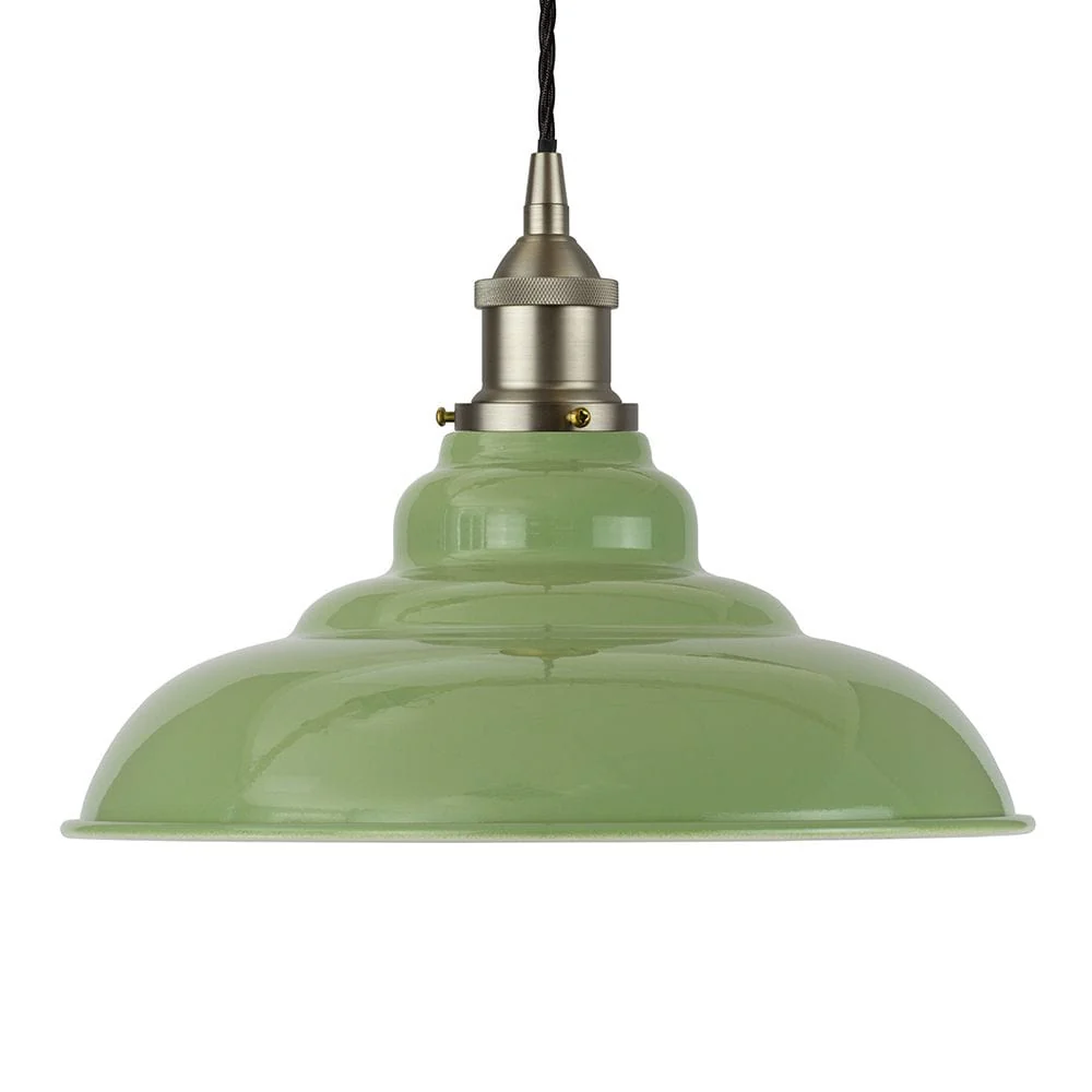 Mint Green St Edmund's Painted Pendant Light - Brushed Chrome Lamp Holder & Ceiling Rose