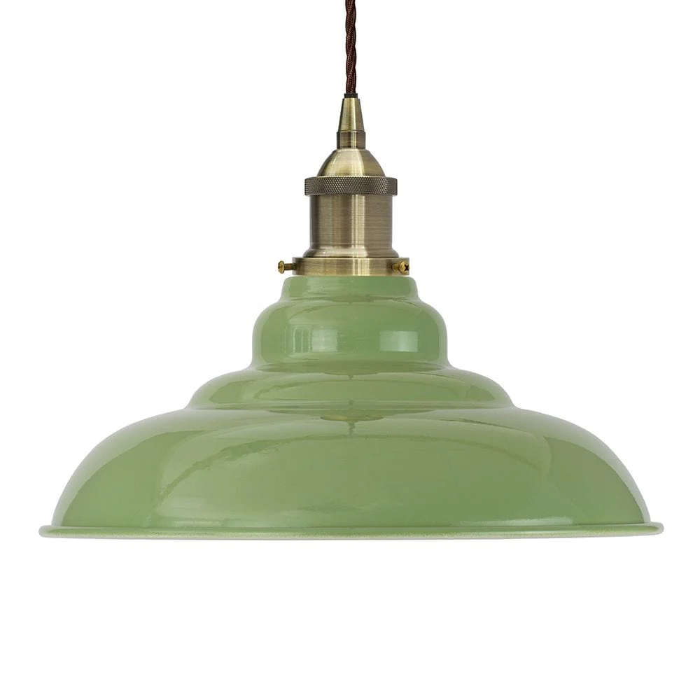 Mint Green St Edmund's Painted Pendant Light - Antique Brass Lamp Holder & Ceiling Rose