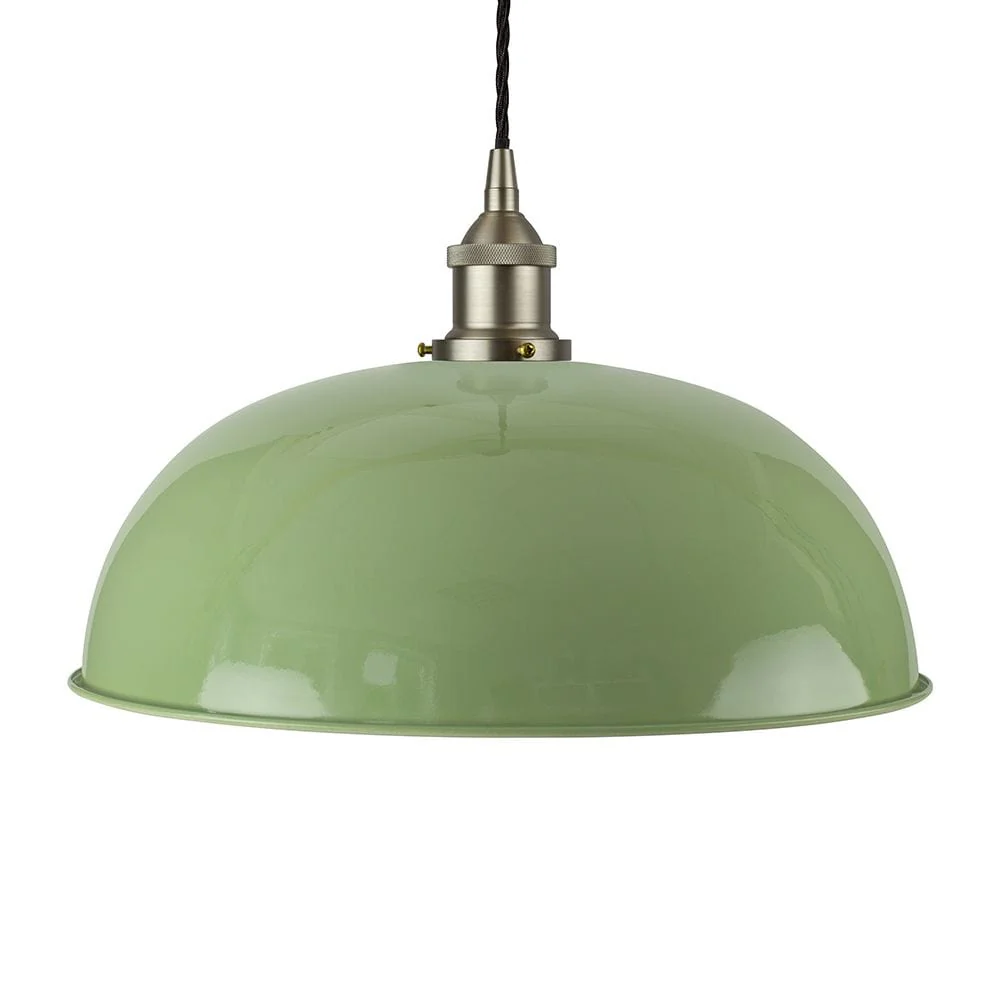 Mint Green Worcester Painted Pendant Light - Brushed Chrome Lamp Holder & Ceiling Rose