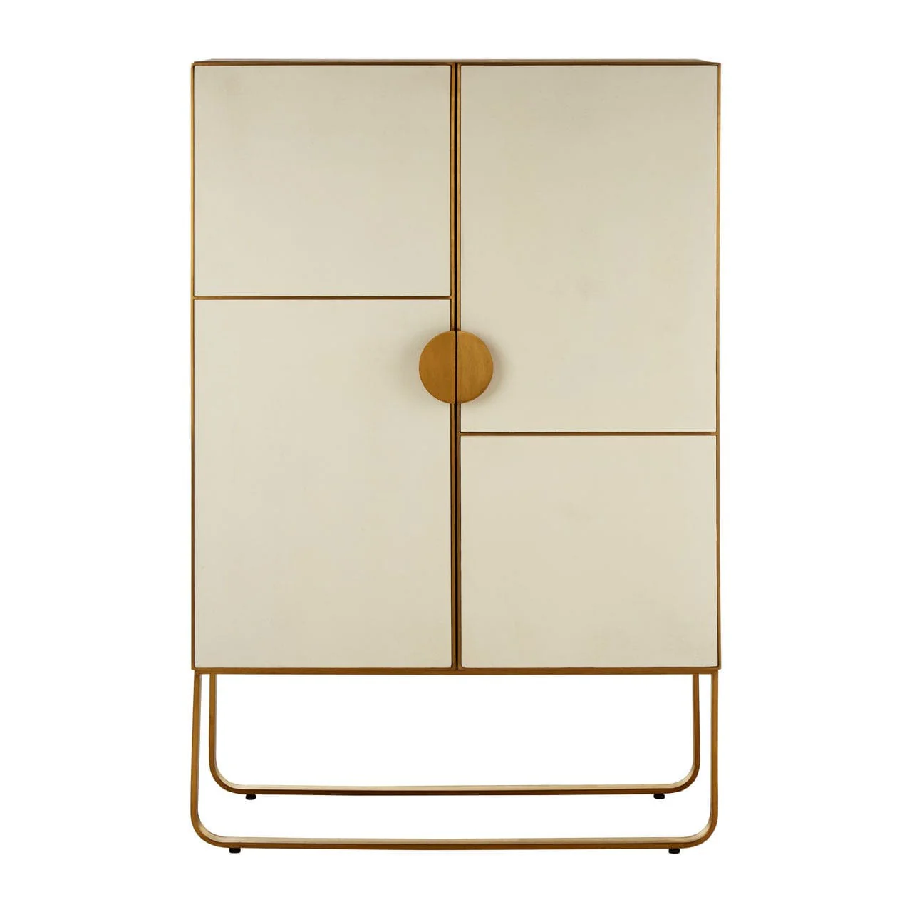 Modica Cabinet In White Concrete With A Brushed Gold Finish