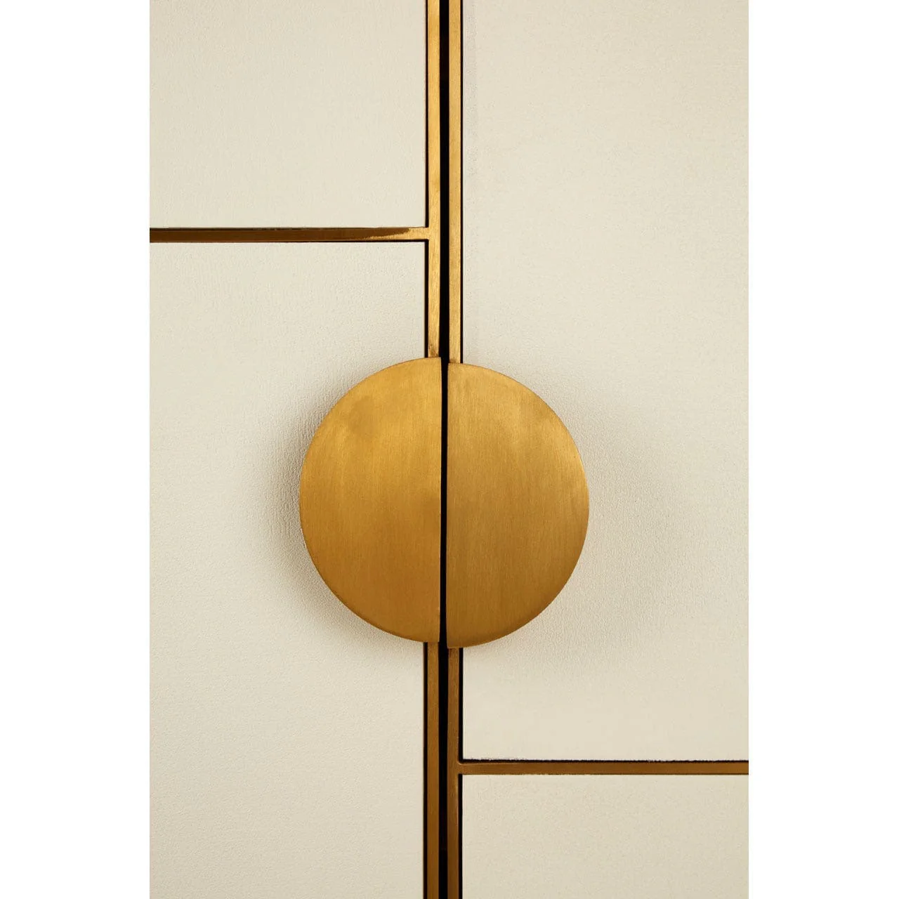 Modica Cabinet In White Concrete With A Brushed Gold Finish - Image 2