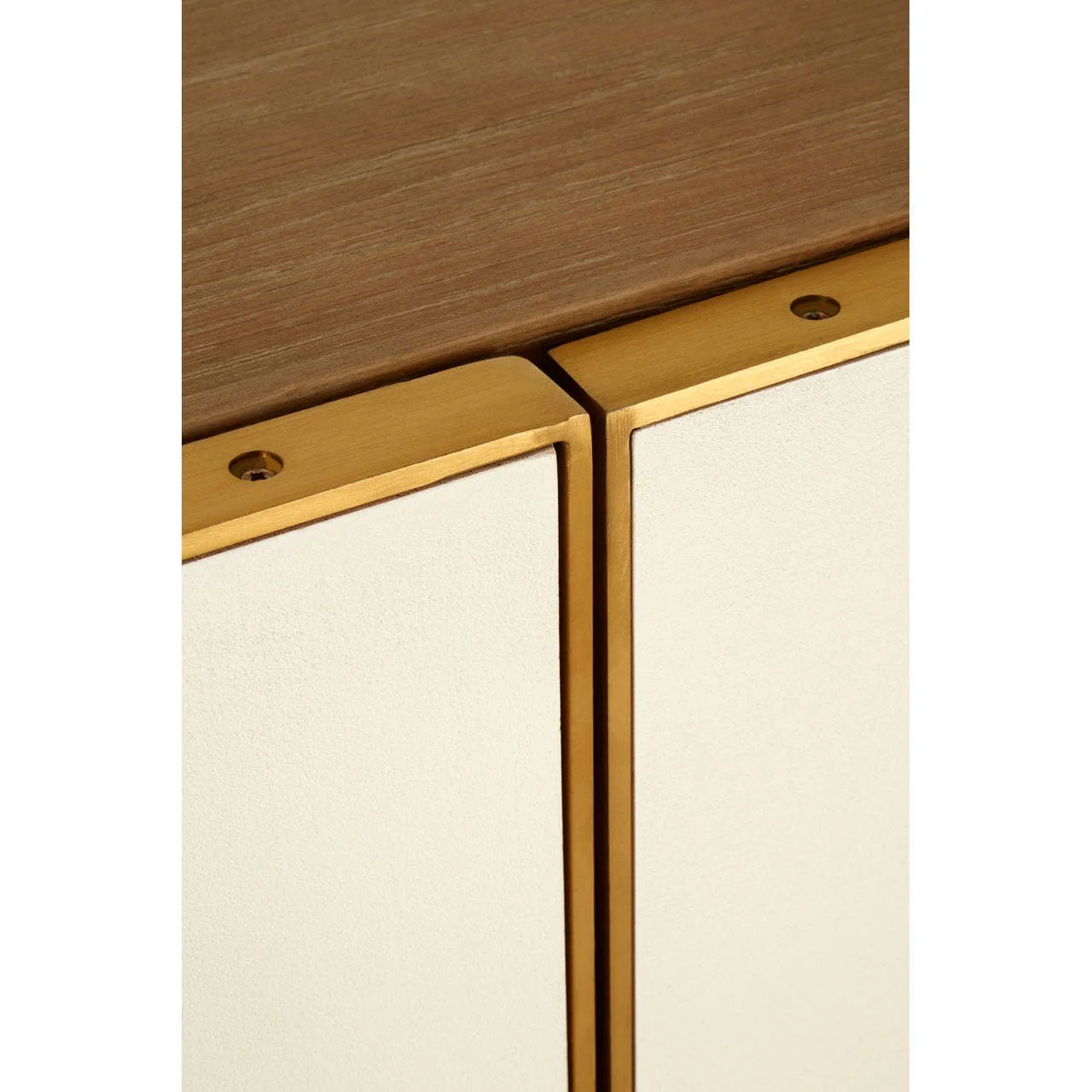Modica Cabinet In White Concrete With A Brushed Gold Finish - Image 3
