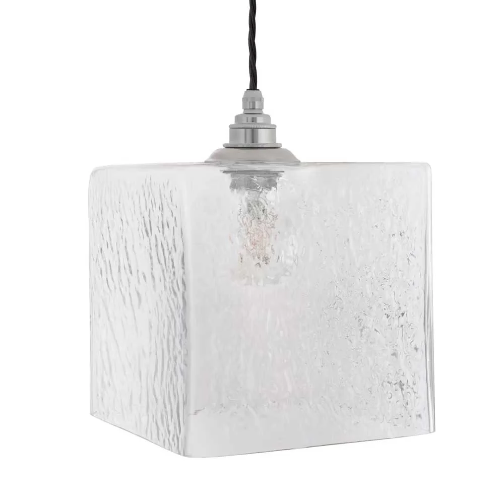 Montagu Dappled Glass Pendant Light - Nickel