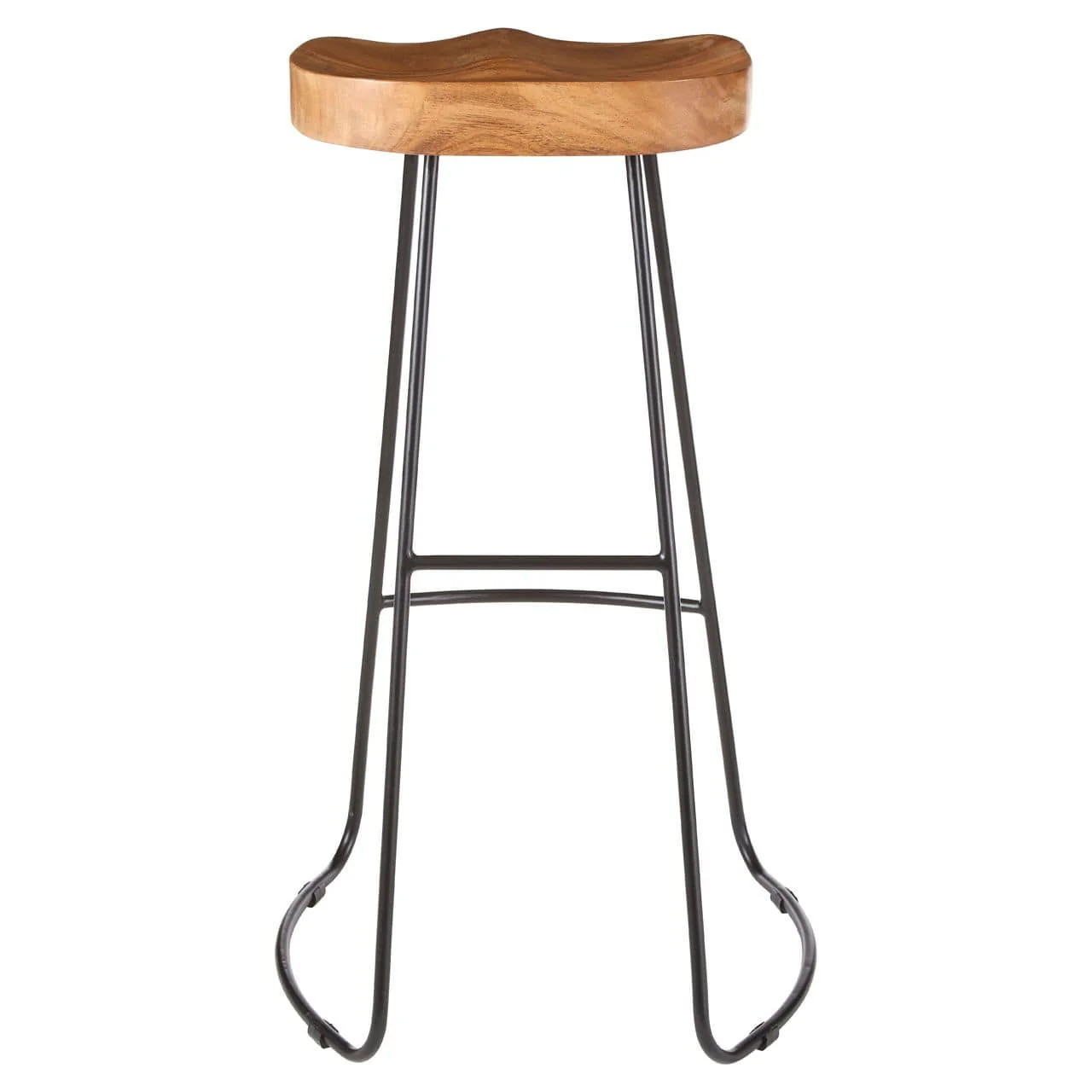 Pedro Bar Stool In Acacia Wood With Black Powder Coated Iron - Image 4