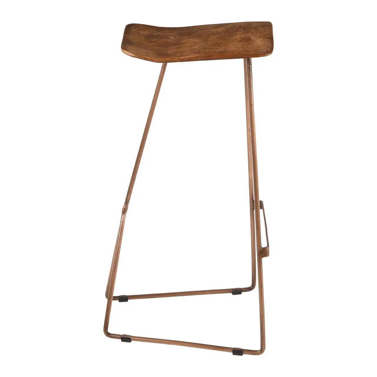 Pedro Bar Stool In Brown Leather With Copper Finish - Image 3