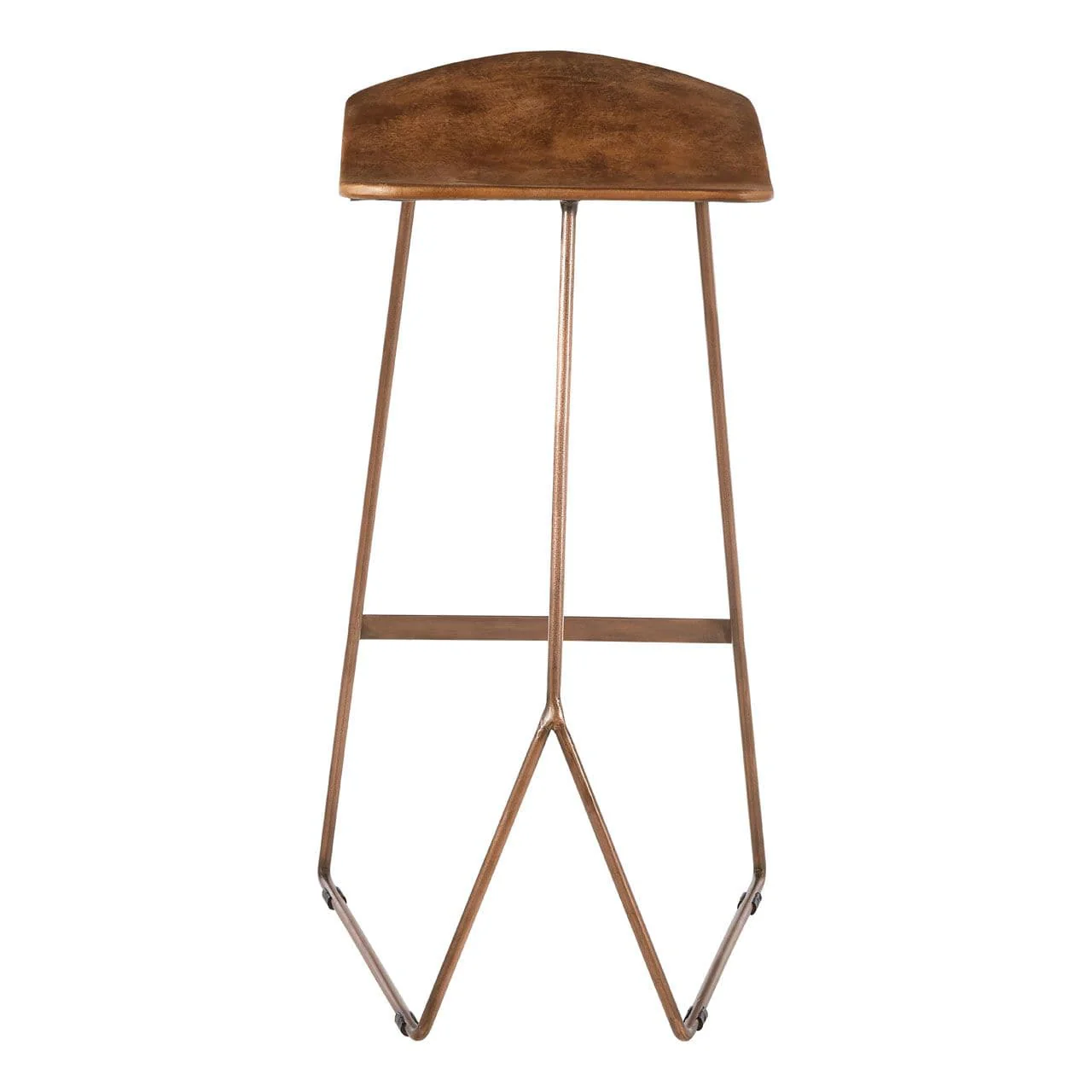 Pedro Bar Stool In Brown Leather With Copper Finish - Image 4