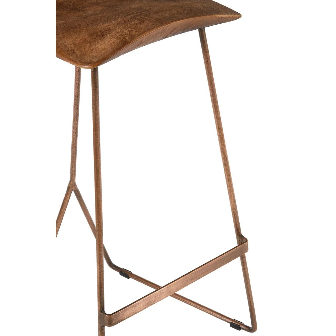 Pedro Bar Stool In Brown Leather With Copper Finish - Image 6