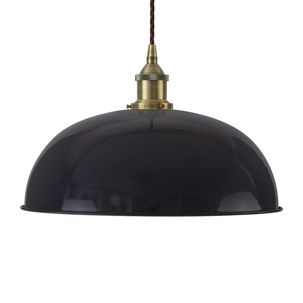 Navy Blue Worcester Painted Pendant Light - Antique Brass Lamp Holder & Ceiling Rose