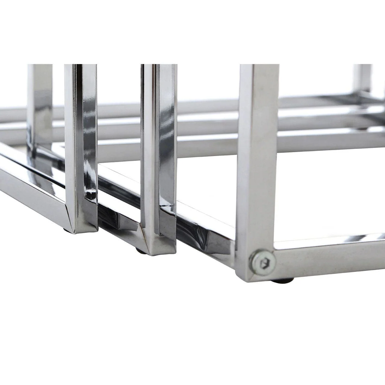 Black Nest Of 3 Tables With Chrome Frame - Image 3
