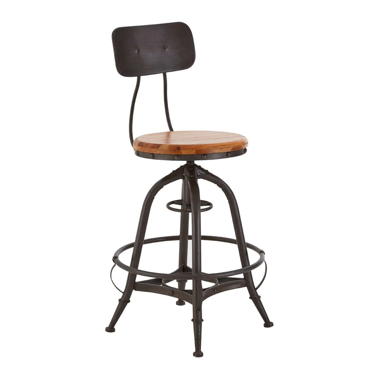 Fir Wood And Metal Bar Chair