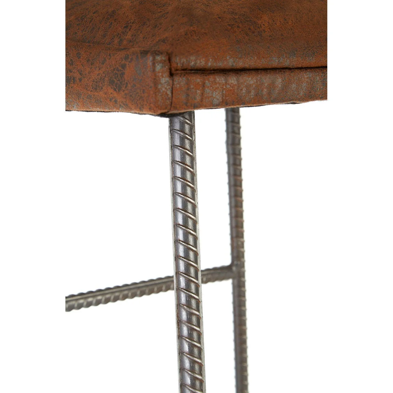 Bar Stool With Brown Leather Effect With Metal Legs - Image 3