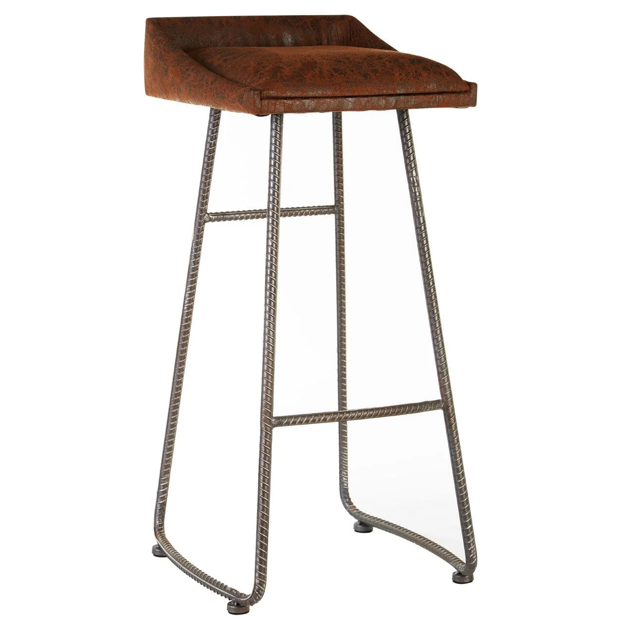 Bar Stool With Brown Leather Effect With Metal Legs - Image 6